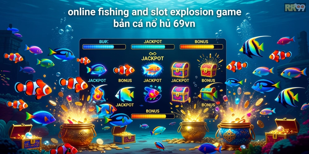 Hình minh họa trò chơi bắn cá nổ hũ 69vn với giao diện sống động và phần thưởng hấp dẫn